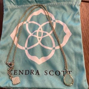 Kendra Scott Kiri necklace in mint green chalcedony glass and gold